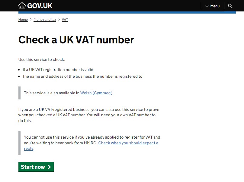 Check VAT registration number