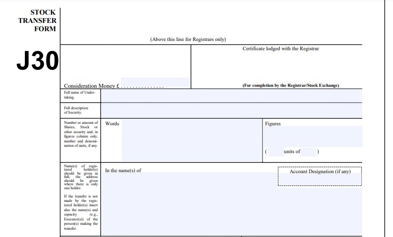 stock transfer form j30