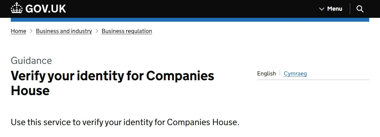 Verify your identity for Companies House