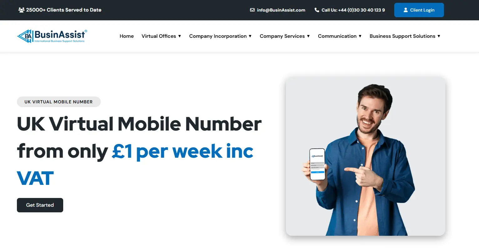 BusinAssist virtual number uk